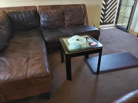 Photo of free L shaped leather sofa & small table (Colindale NW9) #4
