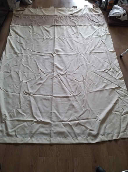Photo of free Pair of cream patterned loop curtains (New Harbour PA4) #1