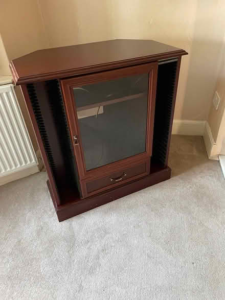 Photo of free Mahogany stereo cupboard, cd rack (Sidcup DA15) #1