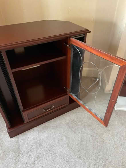 Photo of free Mahogany stereo cupboard, cd rack (Sidcup DA15) #2