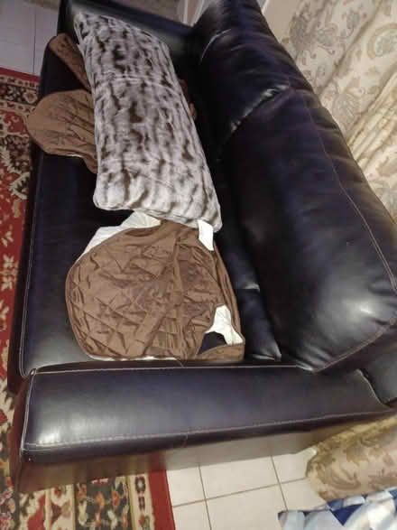 Photo of free Beautiful Faux leather couch sofa (Blossom Hill Road) #4