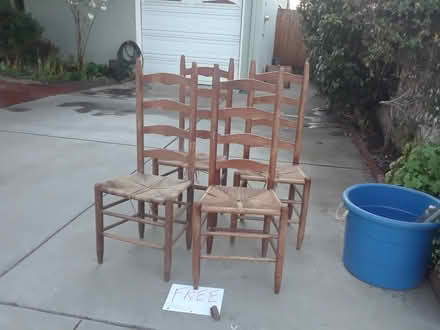 Photo of free 4 vintage ladder back chairs. They (Bascom/Moorpark) #2