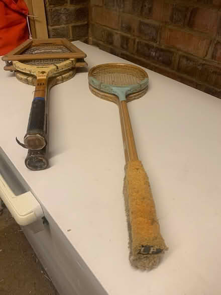 Photo of free 2 x Wooden Tennis Rackets and 2 x Wooden Badminton Rackets (Steyning BN44) #1
