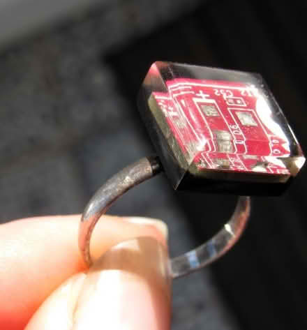 Photo of free Red Circuit Board Resin Ring Adjustable Upcycled Jewellery (Cullercoats NE30) #3