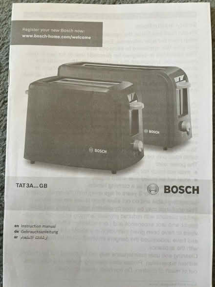 Photo of free Bosch Toaster (Fleetville AL1) #3
