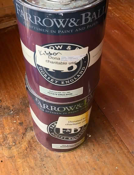 Photo of free 2 x 5ltr Farrow & Ball Paint (Hedon HU12) #1