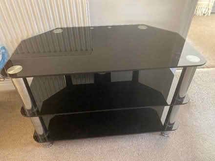 Photo of free Large black glass tv unit (Bracknell Forest RG40) #1
