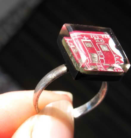 Photo of free Red Circuit Board Resin Ring Adjustable Upcycled Jewellery (Cullercoats NE30) #1