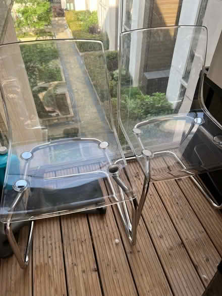 Photo of free 2 clear and metallic chairs (East Village, Stratford, E20) #2