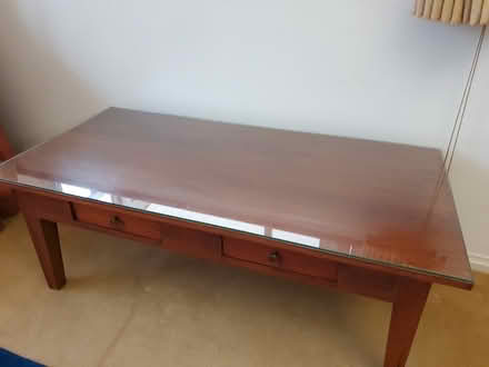 Photo of free Glass-topped coffee table with drawers - collect 12 May (Little Bookham KT23) #1