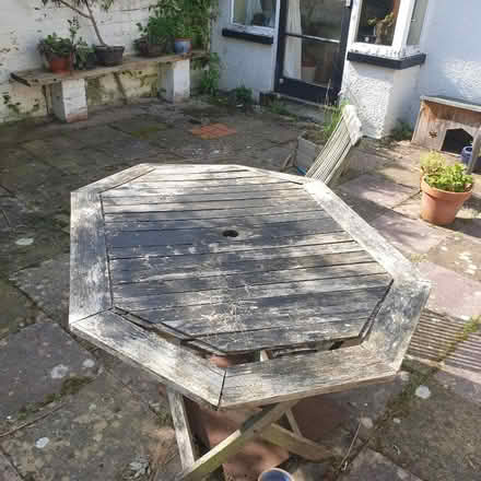 Photo of free Garden table and one chair (Llangwstenin LL29) #2