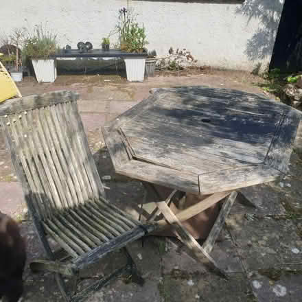 Photo of free Garden table and one chair (Llangwstenin LL29) #1