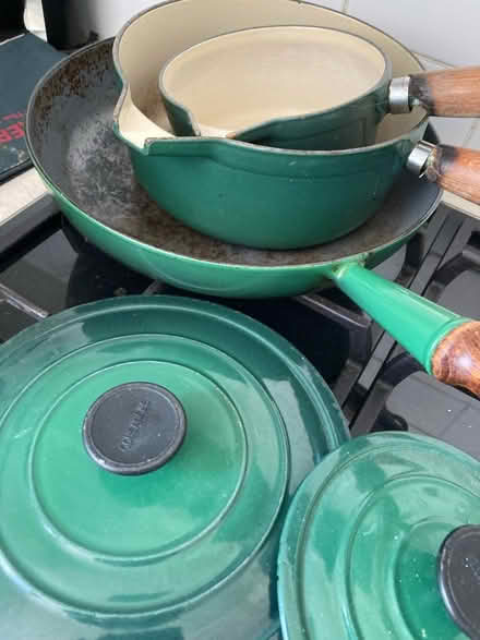 Photo of free Old green le crueset saucepans (Loughborough LE11) #1