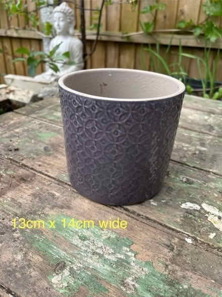 Photo of free Dark purple house plant pot (Gorse Hill M16) #1