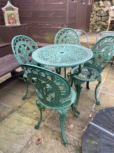 Photo of free Lightweight Cast metal garden and 4 chairs (Buxton Central SK17)