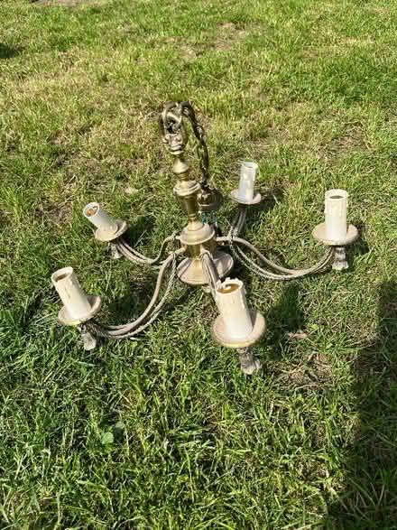 Photo of free 5 light brass chandelier. (The Nurserylands TW12) #1