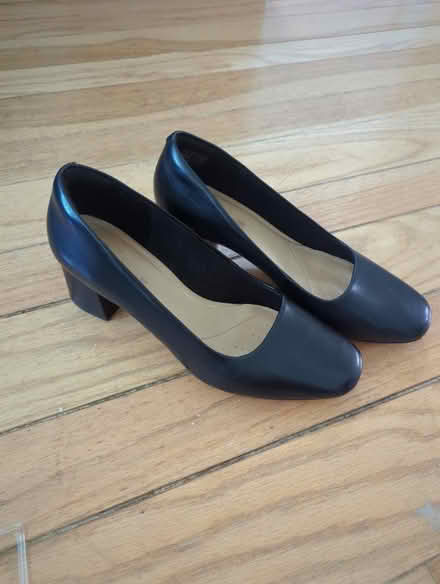 Photo of free Black leather Clark heels (Broad ripple) #1