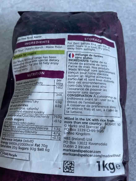 Photo of free Made without wheat Gluten Free plain flour M&S 1kg unopened (BT10) #2