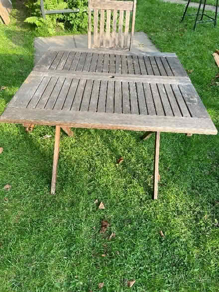 Photo of free hardwood garden table with chair (Leominster HR6) #1