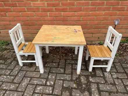 Photo of free Children's wooden table and two chairs (Edenbridge TN8) #1