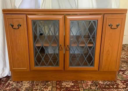 Photo of free TV stand with leaded door windows (Heysham LA3) #1