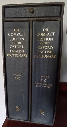 Photo of free Compact Oxford English Dictionary - 2 volumes in case (Chertsey KT16) #1