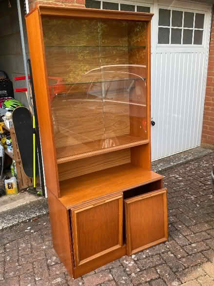 Photo of free Tall wooden display cabinet/shelf unit (Hurstpierpoint BN6) #3