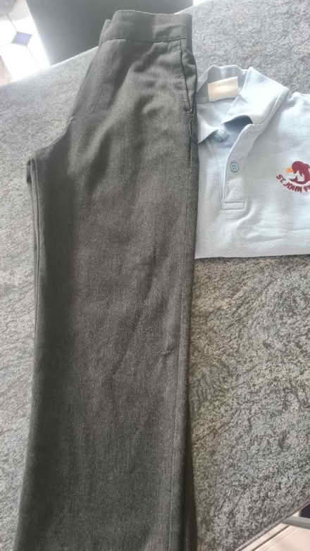 Photo of free St john fisher school t shirt and trousers 5/6 y (Perivale UB6) #2