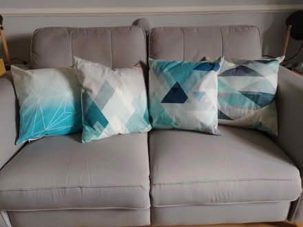 Photo of free 4x 14"/35cm throw cushions, barely used (Little Stoke BS32)