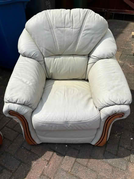 Photo of free 3 piece leather suite. Sofa & 2 armchairs. (Lane Head WA3) #3