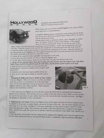 Photo of free Bicycle rack for car (Woodbrook HR5) #2