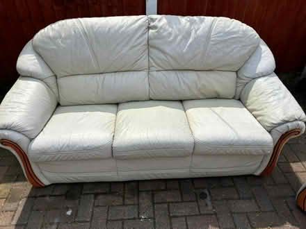 Photo of free 3 piece leather suite. Sofa & 2 armchairs. (Lane Head WA3) #2