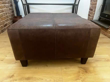 Photo of free Dark brown leather footstool (Poynings, BN45) #1