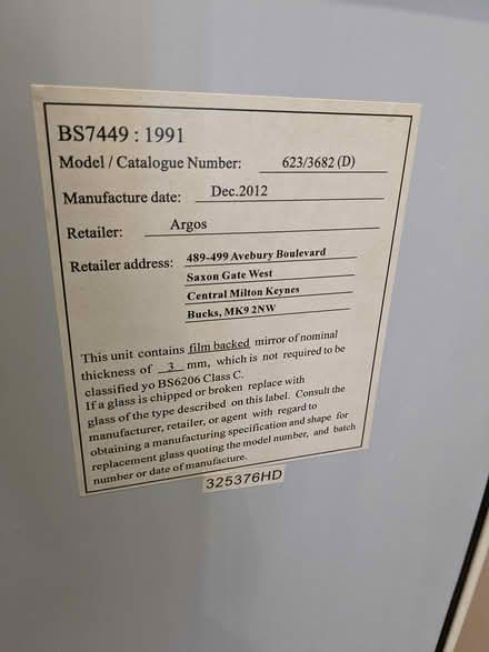 Photo of free Metal full length mirror (Hammersmith W6) #2