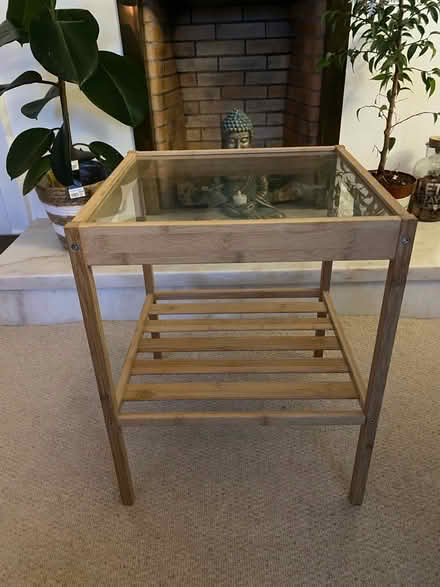 Photo of free Small glass/wooden side table (Edinburgh, Corstorphine) #1