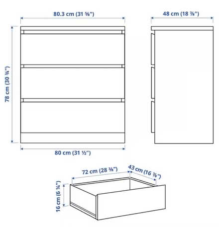 Photo of free IKEA 3 drawer chest - MALM (Finchley Central N3) #3