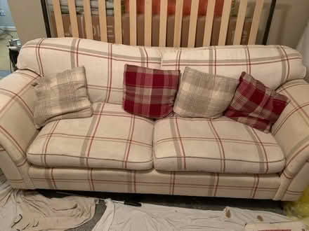 Photo of free Cream with red stripes sofa (EX8) #1
