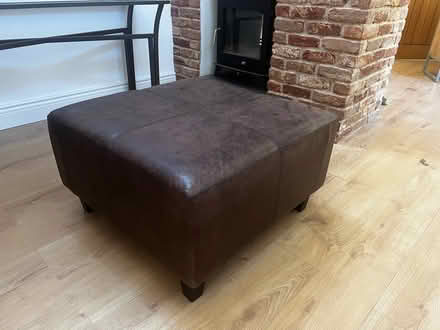 Photo of free Dark brown leather footstool (Poynings, BN45) #2