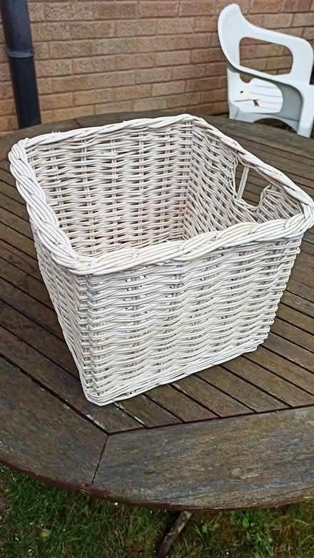 Photo of free Wicker white basket (Orton Wistow, Peterborough) #1