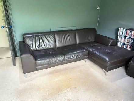 Photo of free Sofa - Leather corner sofa, chocolate brown (Headington OX3) #2