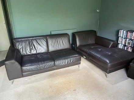 Photo of free Sofa - Leather corner sofa, chocolate brown (Headington OX3) #3