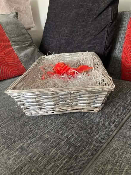 Photo of free Silver hamper with filling & a bow. Ideal for making up a pr (Wboro station area NN8) #2