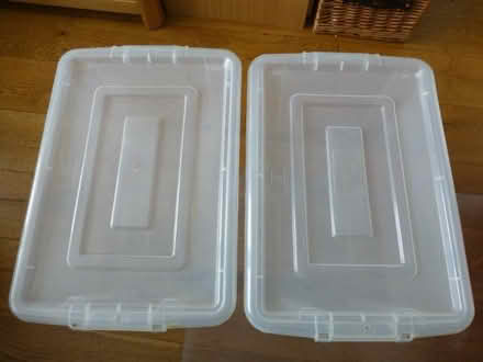 Photo of free 2 plastic storage boxes (Chiswell Green AL2) #1