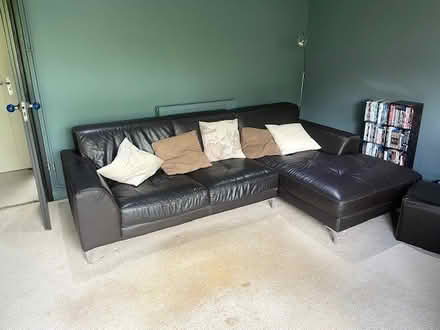 Photo of free Sofa - Leather corner sofa, chocolate brown (Headington OX3) #1