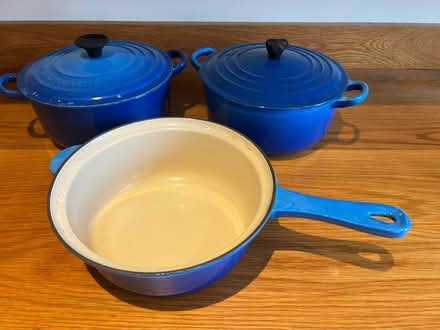 Photo of free Three blue Le Creuset pans (Poynings, BN45) #1