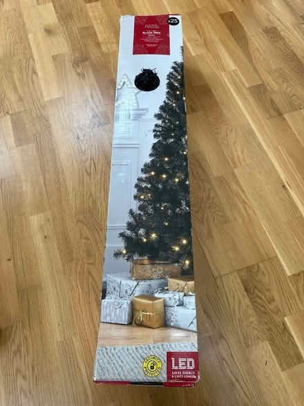 Photo of free Black Xmas Tree with PreLit LED bulbs, 6ft high (The Hockering GU22) #1