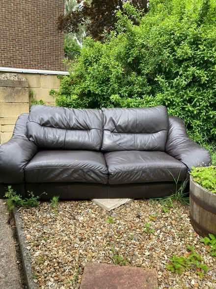Photo of free 3 seater dark brown leather sofa (Chippenham) #2