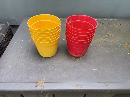 Photo of free Red & Yellow Plastic Flower Pots (Whitehouse Station) #1