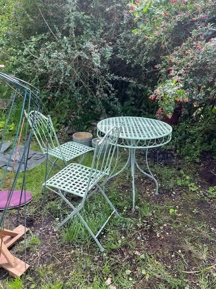 Photo of free Metal table 2 chairs (Musbury) #1