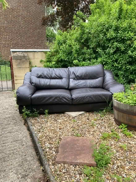 Photo of free 3 seater dark brown leather sofa (Chippenham) #3